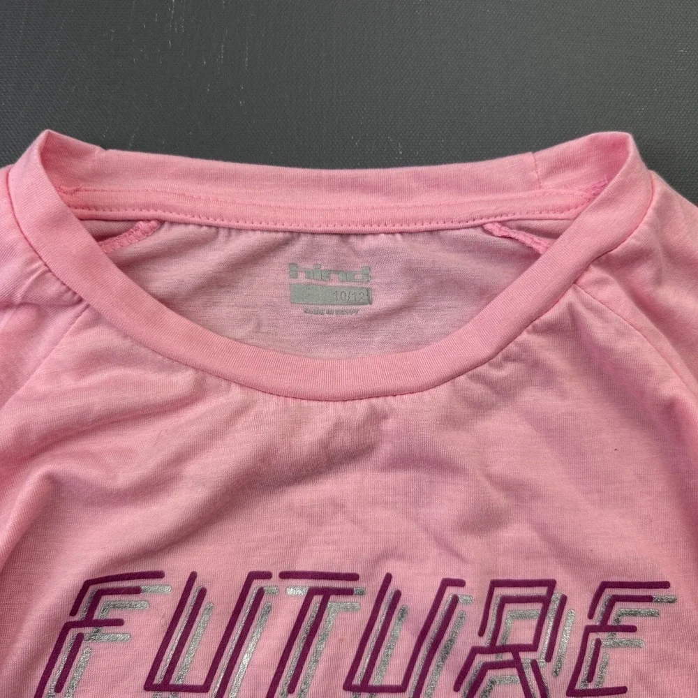 Hind Girls Size 10/12 Pink Future Leader Graphic Long Sleeve Athletic Shirt Tee